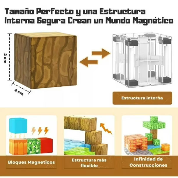 🧲 SET DE CUBOS MAGNETICOS MINECRAFT (28PCS)🧲