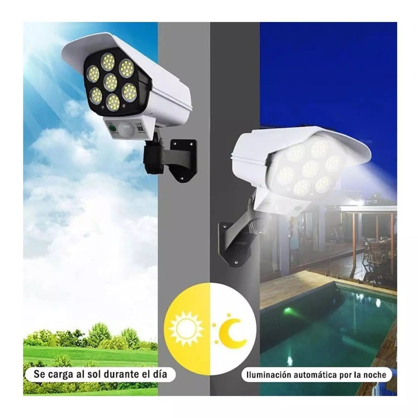 PACK X3 FOCOS SOLARES TIPO CAMARA SENSOR